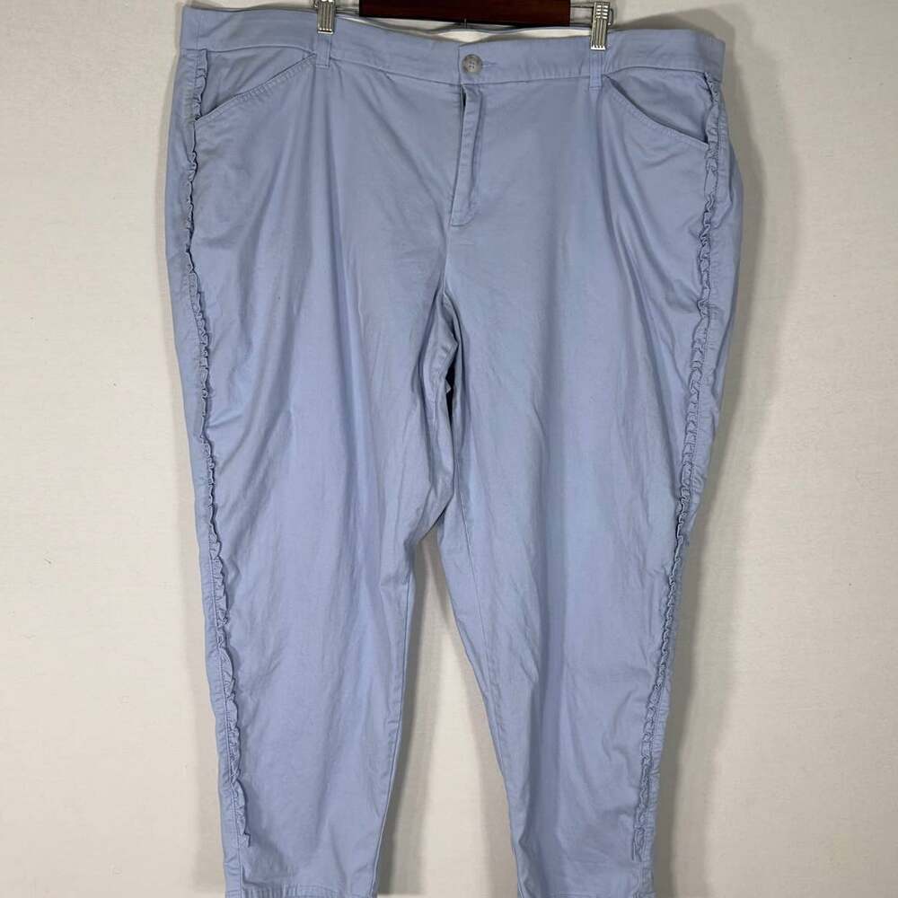 Lane Bryant Cropped Pants Women's Plus Size 28 Periwinkle Blue Ruffle Side